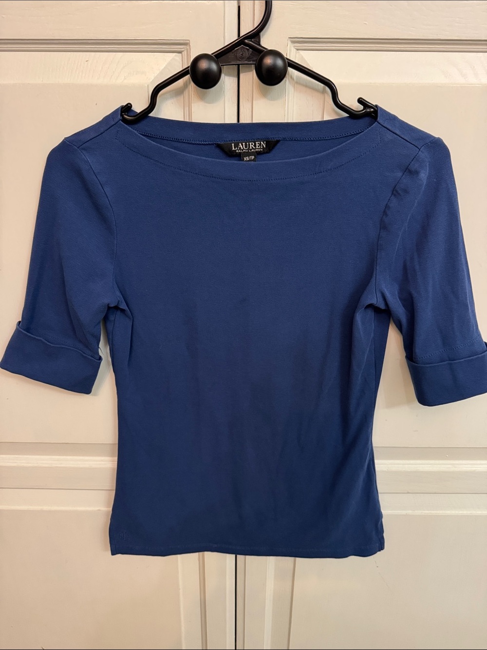 Lauren Ralph Lauren Royal Blue Boatneck Elbow-Sleeve Top size XS